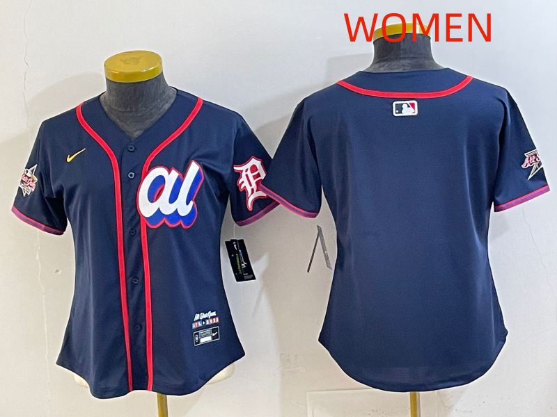 Women 2025 Detroit Tigers Blank Drak Blue All star Nike MLB Jersey style 02